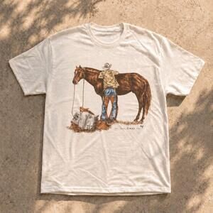 Western Cowboy Horse Graphic Tee White Unisex Shirt